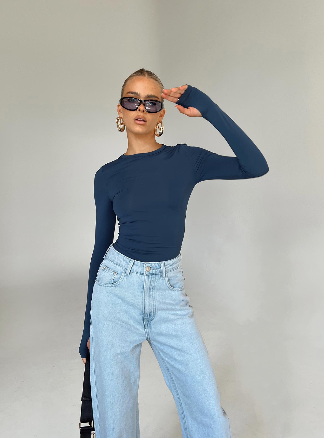 Farro long sleeve top navy