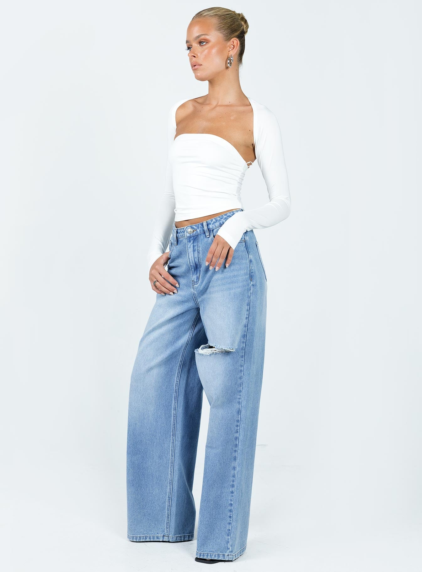 product Princess Polly Mid Rise  Beale Wide Leg Jeans Mid Wash Denim