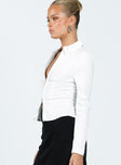 Long sleeve top Classic collar  Double zip front fastening  Silver-tone hardware