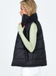 Puffer vest Windbreaker material High neck Zip front fastening Twin hip pockets Non-stretch Fully lined 