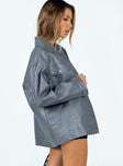 Callie Faux Leather Jacket Grey