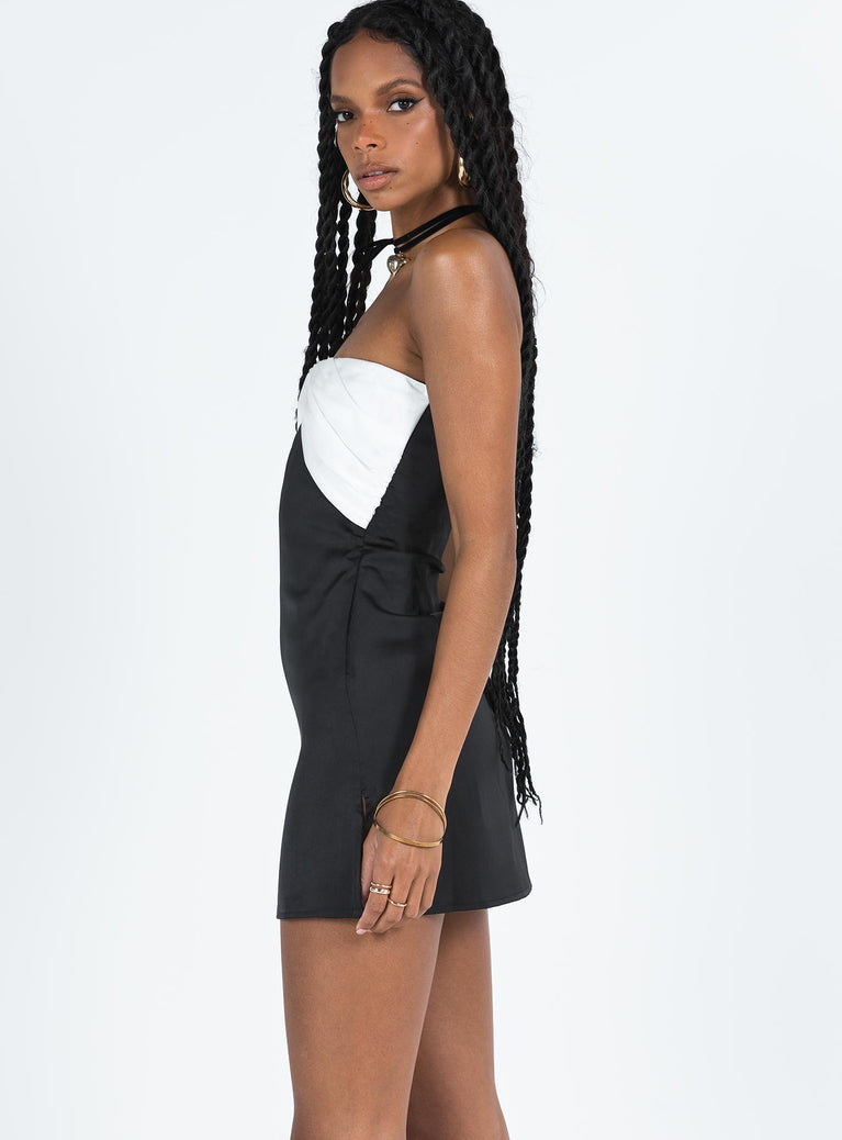 Irena Strapless Mini Dress Black / White