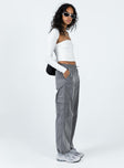 Front view of model wearing  front Princess Polly  Gama Parachute Pants Grey