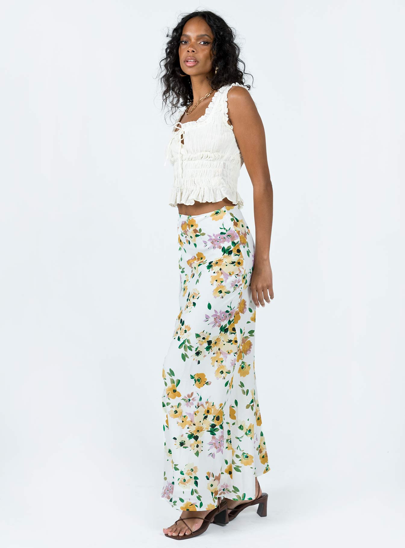 product Thyme Maxi Skirt White Floral Princess Polly  Maxi 