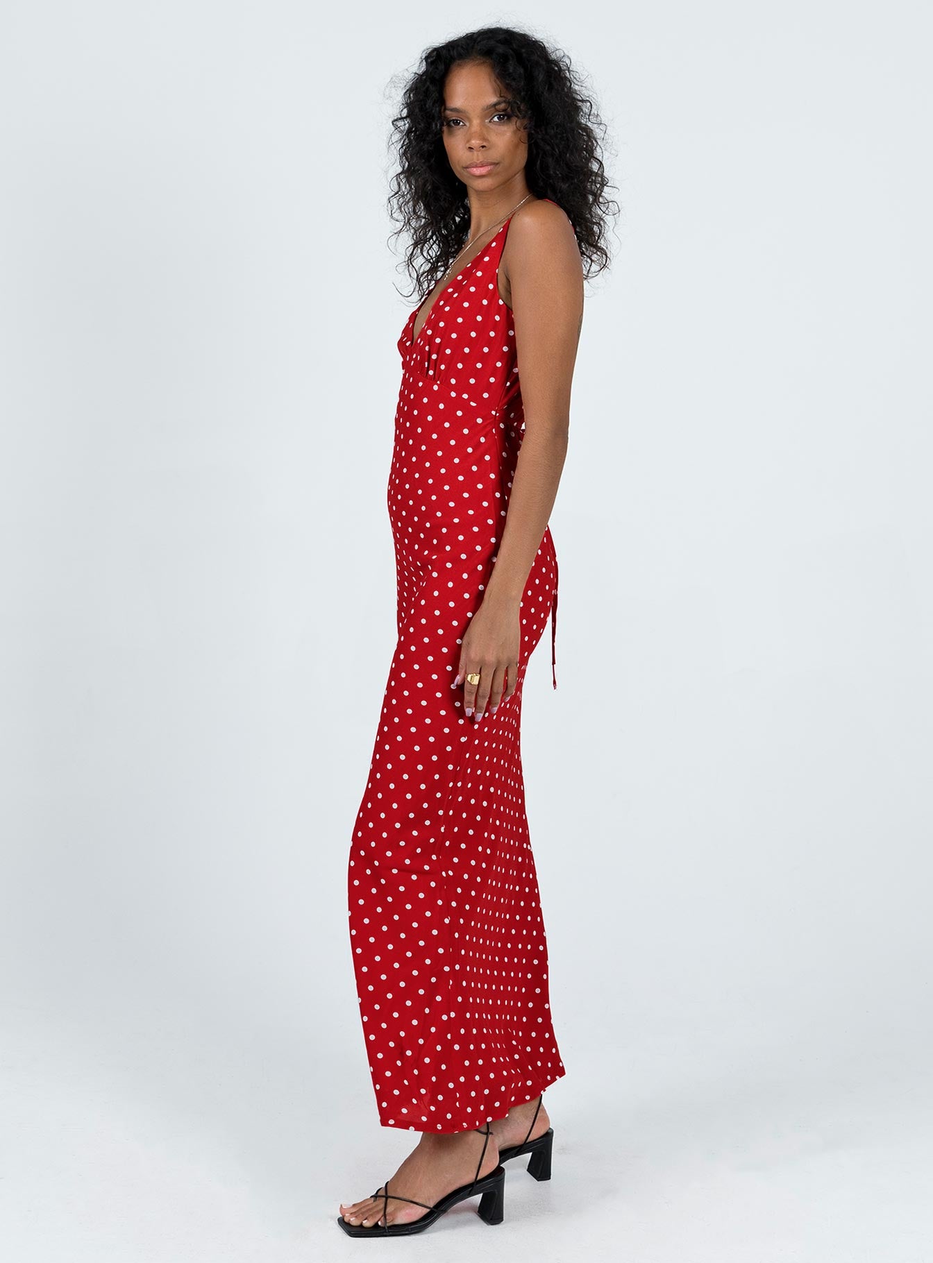 product Princess Polly V-Neck  Nellie Maxi Dress Red Polka Dot