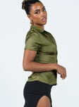 product Princess Polly Short Sleeves Square Neck  Bessie Top Khaki