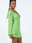 Princess Polly Plunger  Denvers Long Sleeve Mini Dress Green