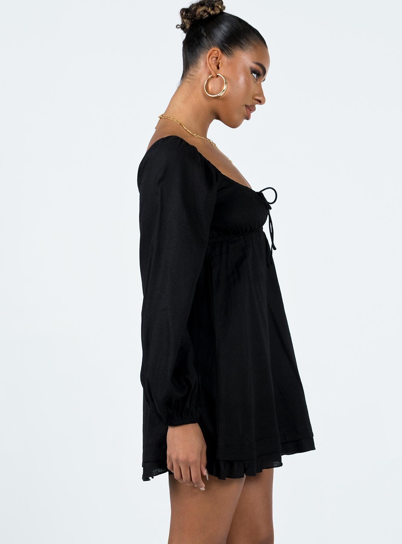 product Princess Polly Crew Neck  Empress Of Love Long Sleeve Mini Dress Black