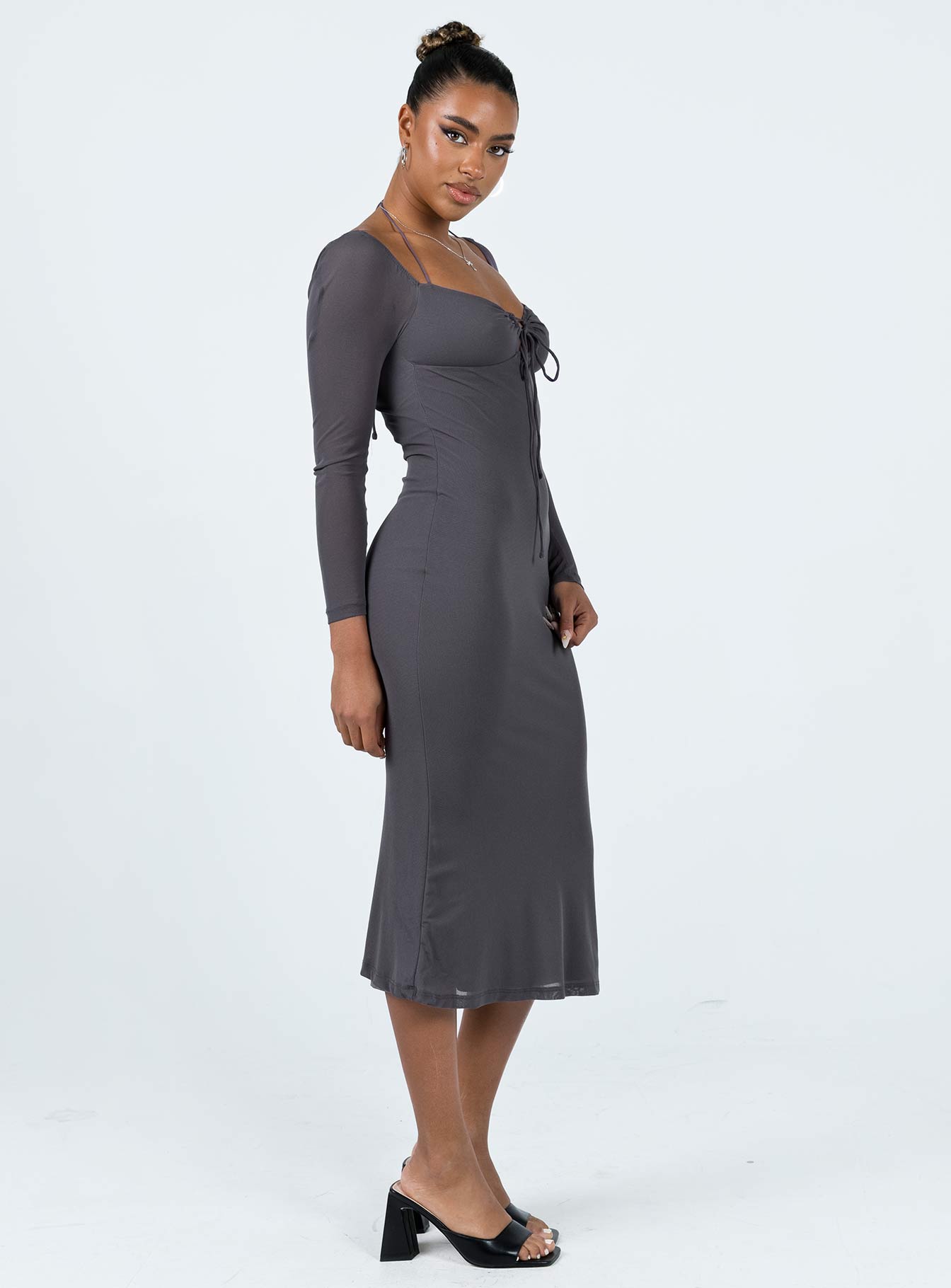 product Princess Polly Crew Neck  Fowlers Long Sleeve Midi Dress Slate