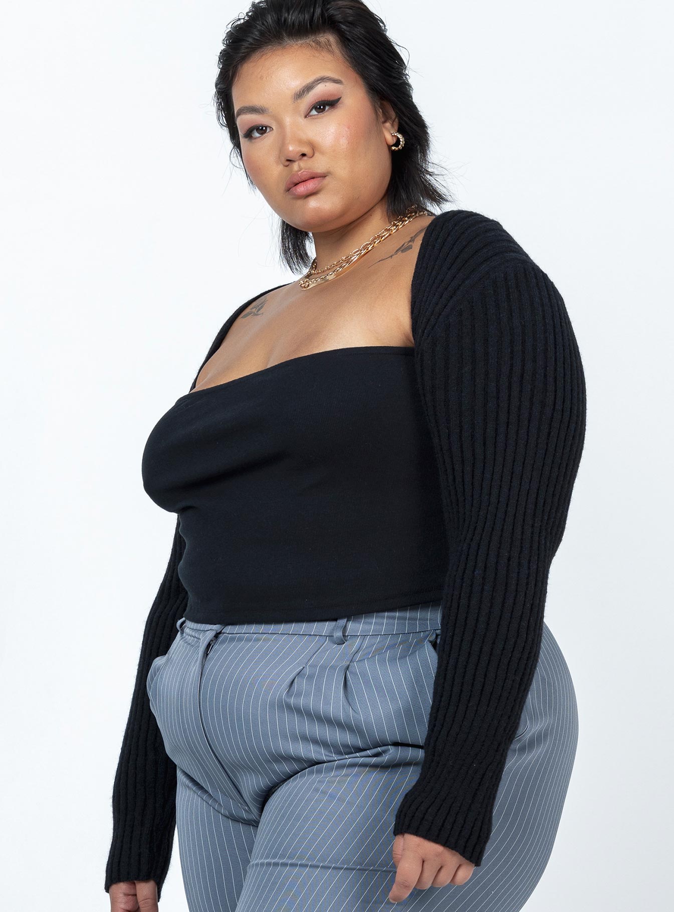 Aytan Bolero Sweater Black Curve Princess Polly  Cropped 