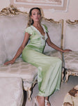Princess Polly Plunger  Armas Lace Trim Maxi Dress Green