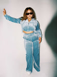 Velour Hoodie Blue Curve Princess Polly  Cropped 