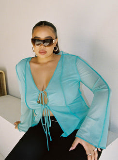 product Princess Polly Full Sleeves Sweetheart  Mereba Long Sleeve Top Blue Curve