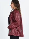 Callie Faux Leather Jacket Burgundy