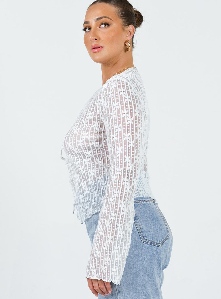 Nucci Lace Long Sleeve Top White