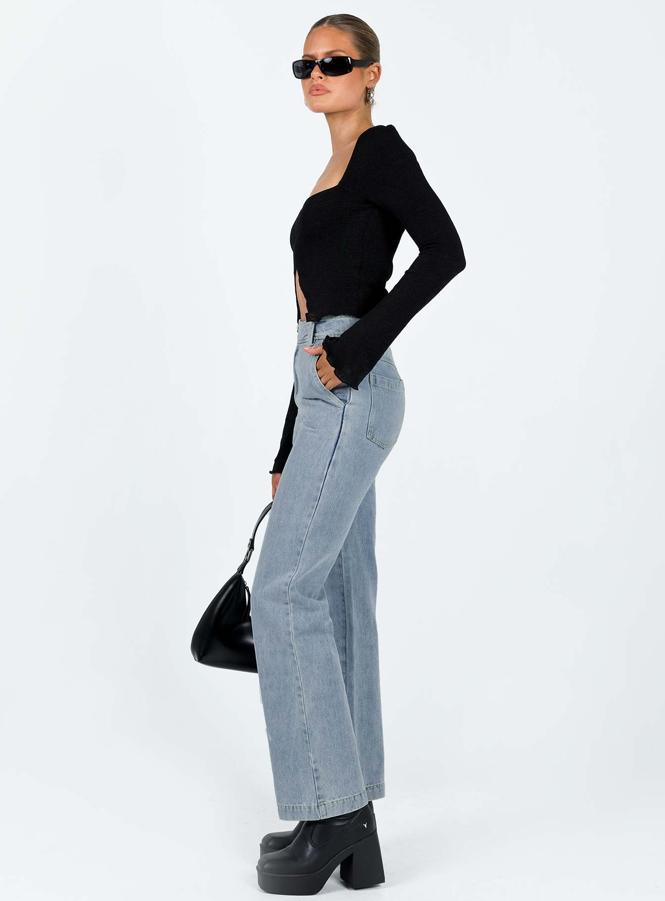 product Princess Polly High Waisted  Ikena Straight Leg Jeans Light Wash Denim