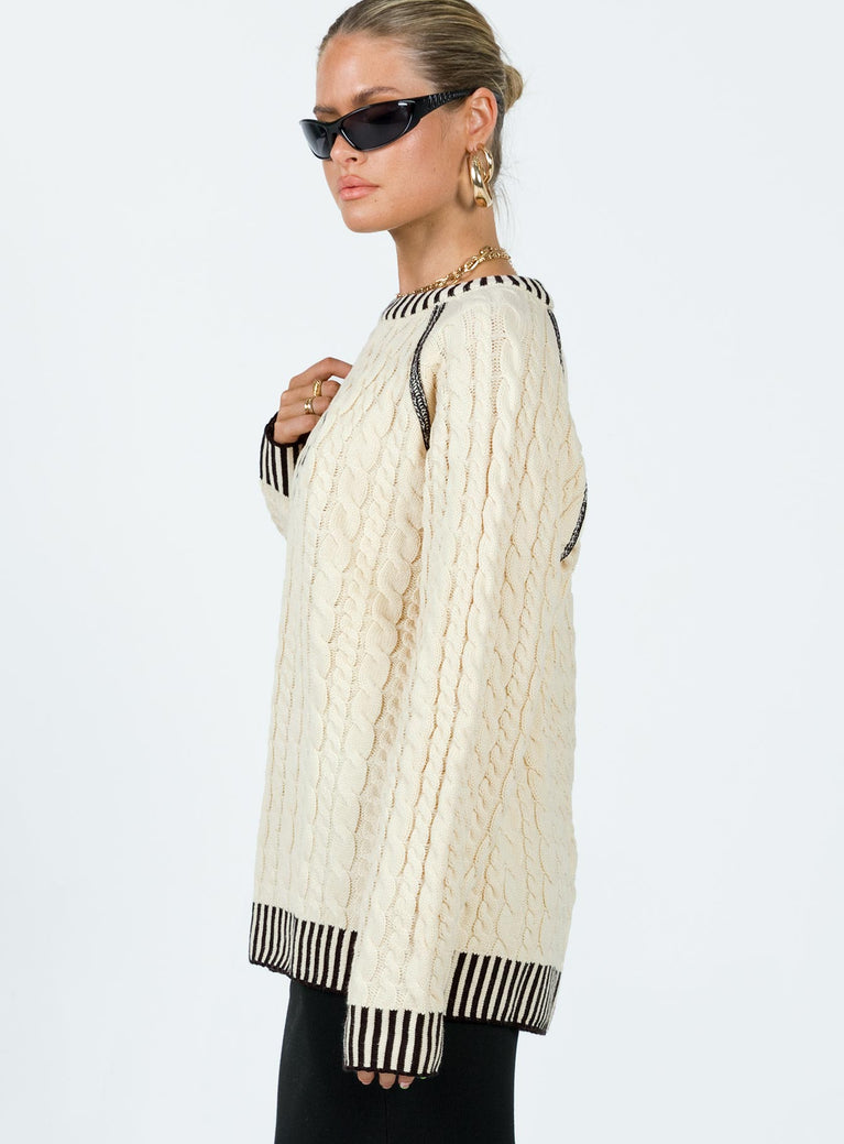 The Ragged Priest Cable Knit Sweater Cream