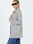 Amber Oversized Linen Blazer Grey