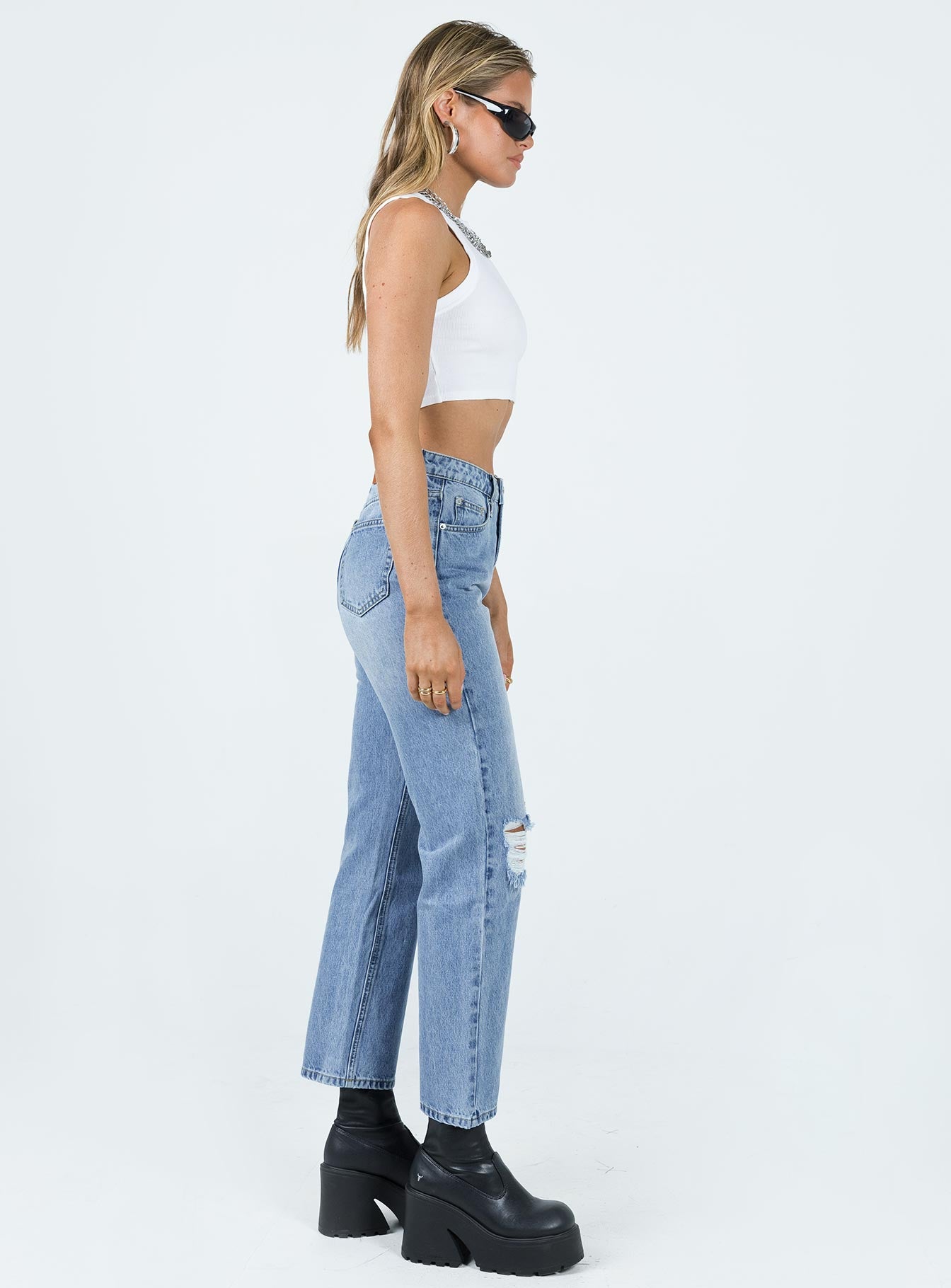 product Princess Polly High Waisted  Calisto Straight Leg Jean Light Wash Denim
