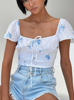 product Princess Polly Short Sleeves Square Neck  Front Row Top White