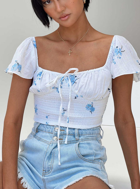 product Princess Polly Short Sleeves Square Neck  Front Row Top White