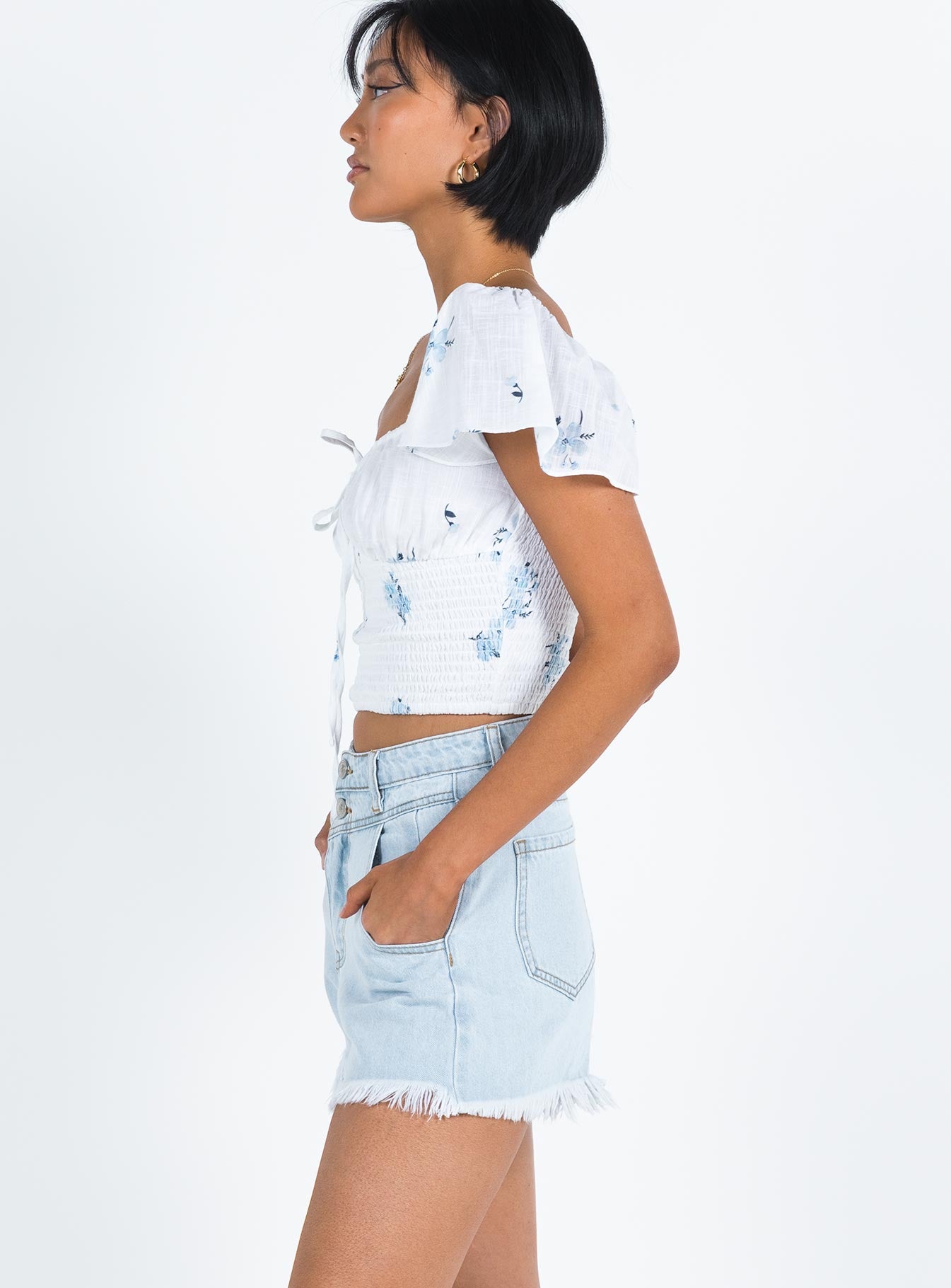 Doughty Shorts Light Wash Denim Princess Polly mid-rise 