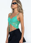 Crop top Sheer mesh & lace material  Adjustable shoulder straps  Wired cups  Double pointed hem 