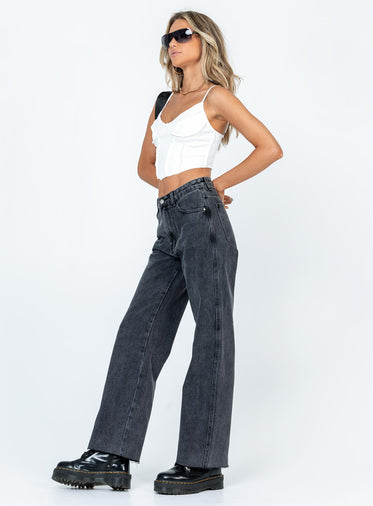 Arlington High Rise Straight Leg Denim Jeans Black