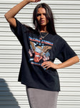 Oversized tee Princess Polly exclusive 100% cotton Crew neckline Rolling Stones print on front Drop shoulder