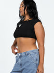 Black crop top High neckline Open back with tie fastening Good stretch  Fully lined 