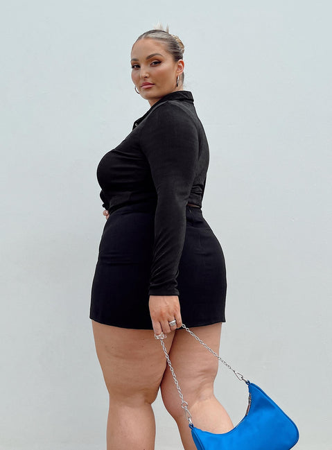 product Selby Mini Skirt Black Curve Lower Impact Princess Polly  Mini Skirts 