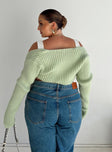 Aytan Bolero Sweater Green Curve Princess Polly  Cropped 