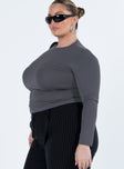 product Princess Polly Full Sleeves Asymmetric Neckline  Arnim Long Sleeve Top Grey Curve