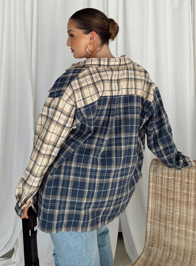 Unity Check Shirt Blue Curve | Princess Polly