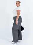 Front view of model wearing  front Princess Polly Low Rise Pants Low Rise Pants Low Rise Pants High Waisted Pants  Alaina Pants Grey Curve