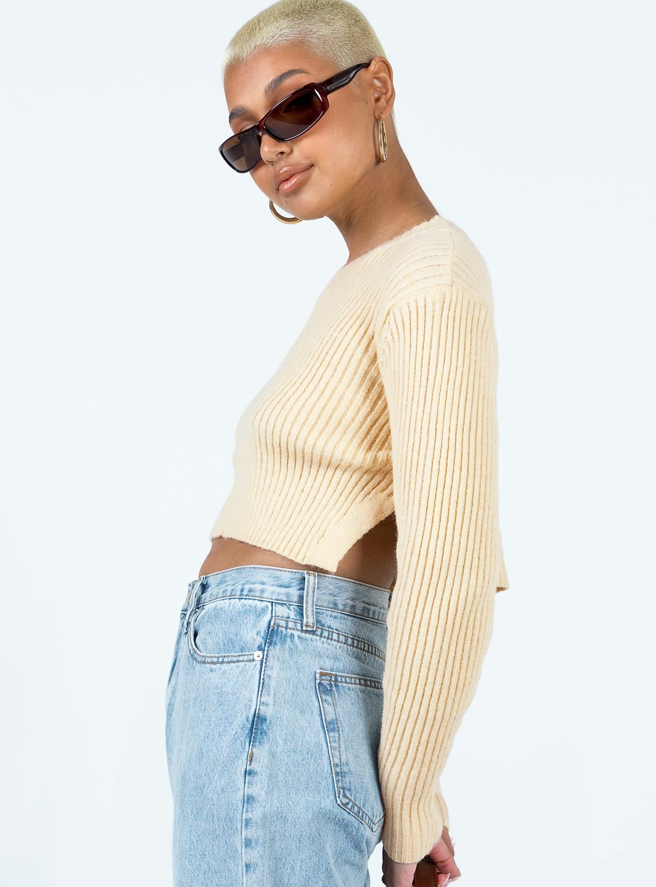 Cooley Sweater Cream Princess Polly  Cropped 