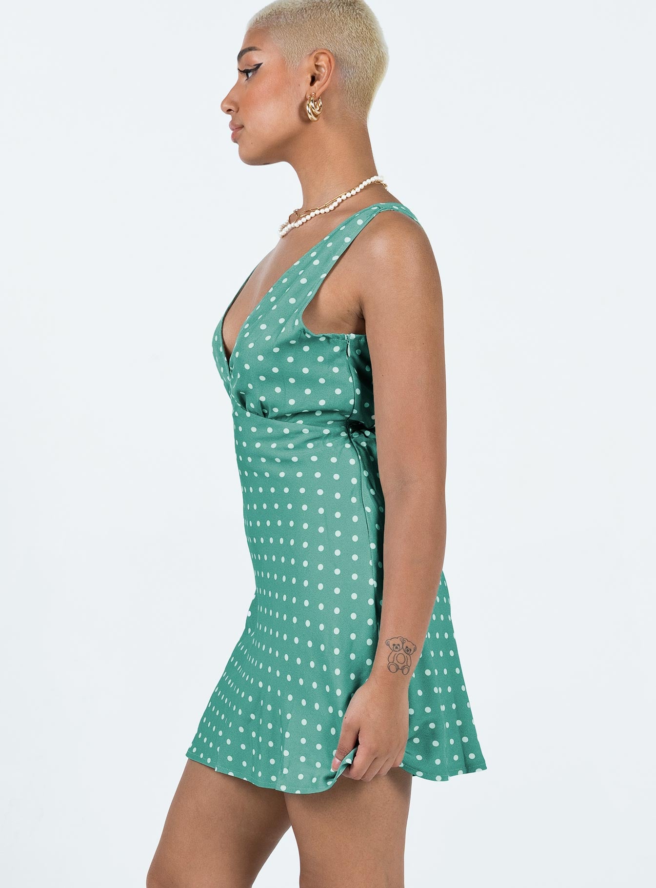 Nellie Mini Dress Green Polka Dot | Princess Polly Nellie Mini Dress Green Polka Dot | Princess Polly