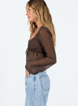 product Princess Polly Full Sleeves Sweetheart  Kenney Long Sleeve Top Brown