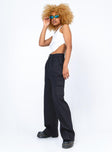 side view of model wearing Princess Polly Leila Pants Black 