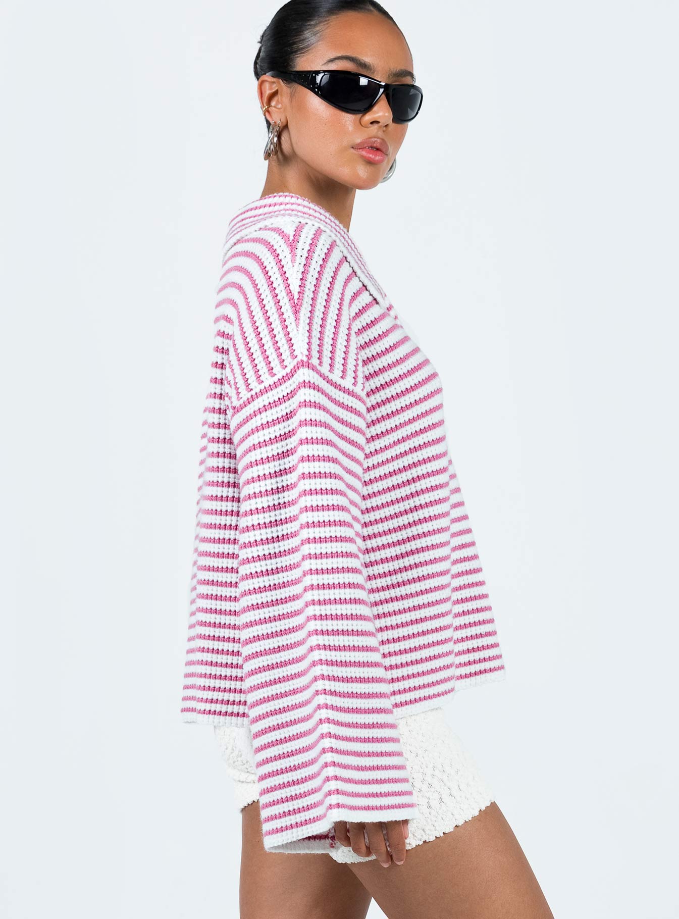 Willbar Oversized Sweater Pink / White Princess Polly  long 