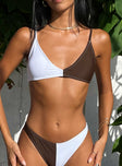 Bikini top Colour block design  Adjustable shoulder straps Clasp fastening at back  Removable padding 