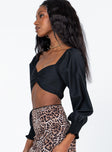 side view of model wearing Princess Polly Bethel Top Black 