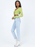 side view of model wearing Princess Polly Taranto Skinny Denim Jeans Low Rise Jeans 