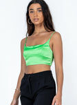 Crop top Silky material  Delicate material - wear with care  Adjustable shoulder straps  Zip fastening at back