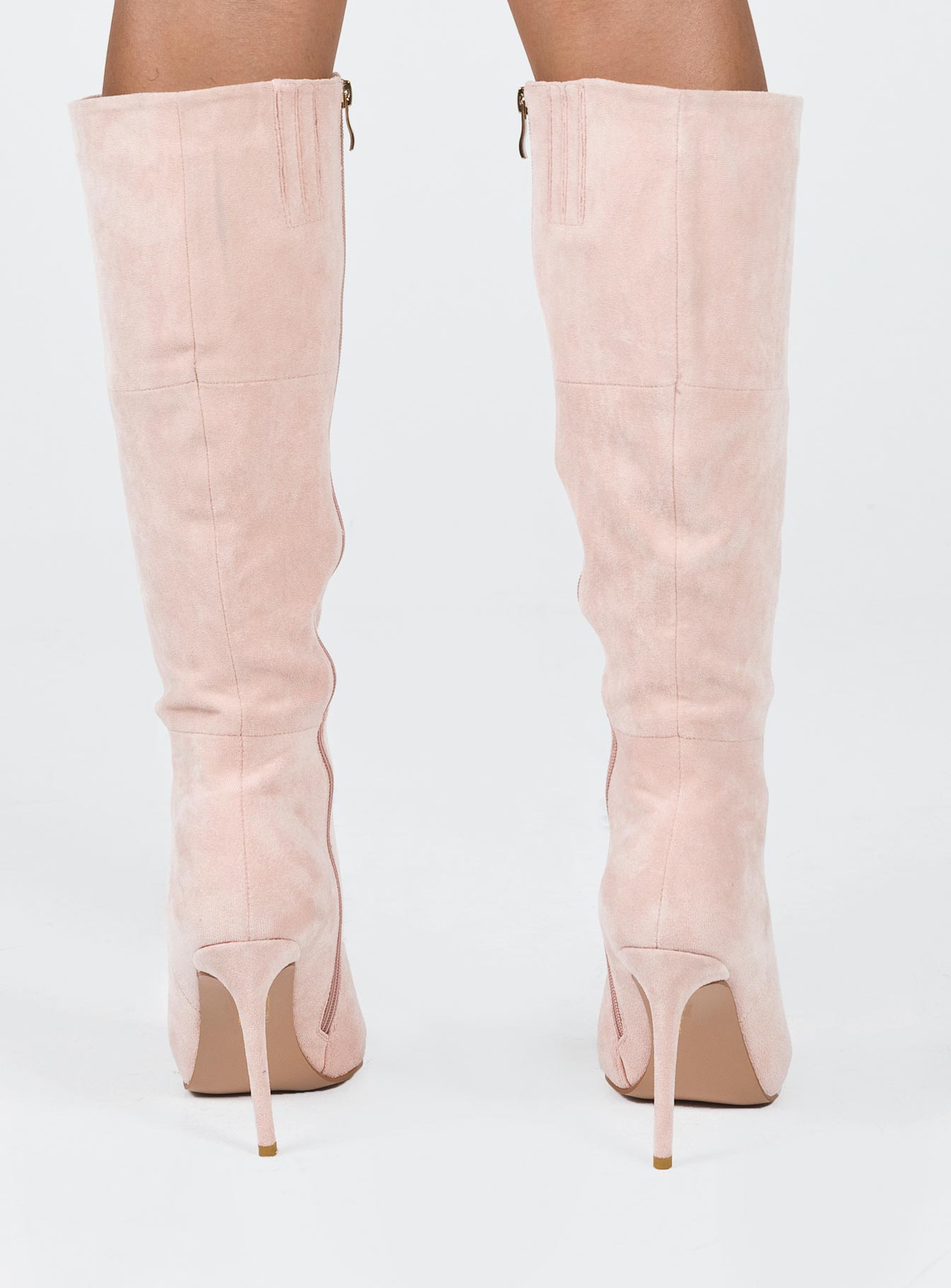 Light pink knee sale high boots