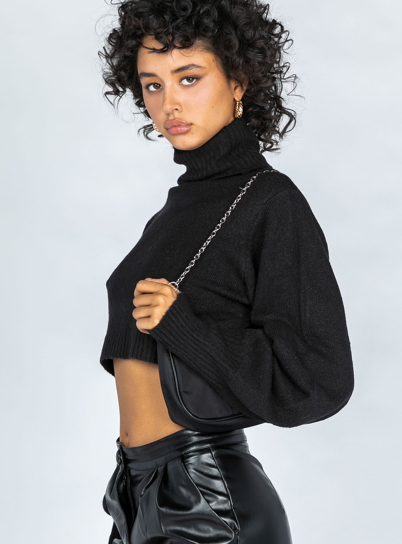 product Zahara Cropped Turtleneck Sweater Black Princess Polly  