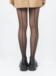 Black stockings 100% nylon Delicate sheer material - wear with care  Elasticated waist