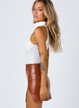 The Wren Mini Skirt Brown Croc Princess Polly  