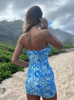 product Princess Polly Scoop Neck  Aquamarine Mini Dress Blue Floral