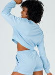 Rise & Lounge Cropped Henley Sweatshirt Blue Princess Polly  Cropped 